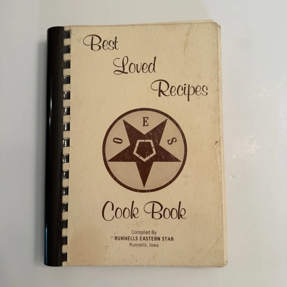 Runnells Eastern Star Iowa 1984 Spiralbound Cookbook Best Loved Recipes READ Vtg